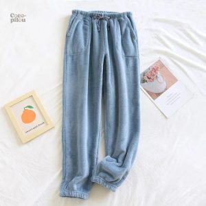 Bas de pyjama polaire femme, confortable et doux pour l'hiver