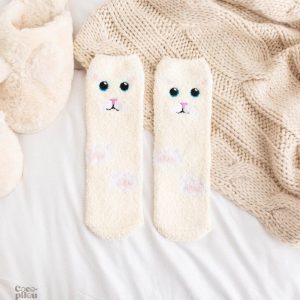 Chaussette Pilou Pilou femme motif chat confortable et douce