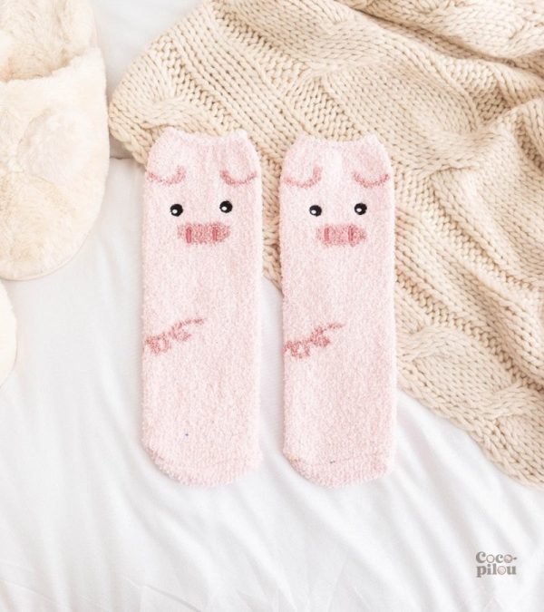 Chaussettes Pilou Pilou cochon pour femme, confort douillet