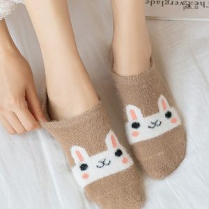 Chaussette Pilou Pilou beige avec motif lapin pour femme