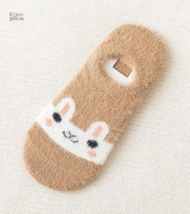 Chaussettes douces Pilou Pilou avec design lapin en beige