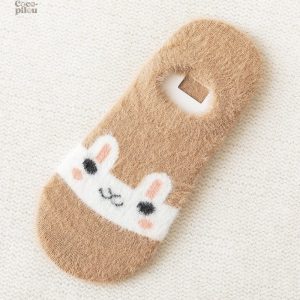 Chaussettes douces Pilou Pilou avec design lapin en beige