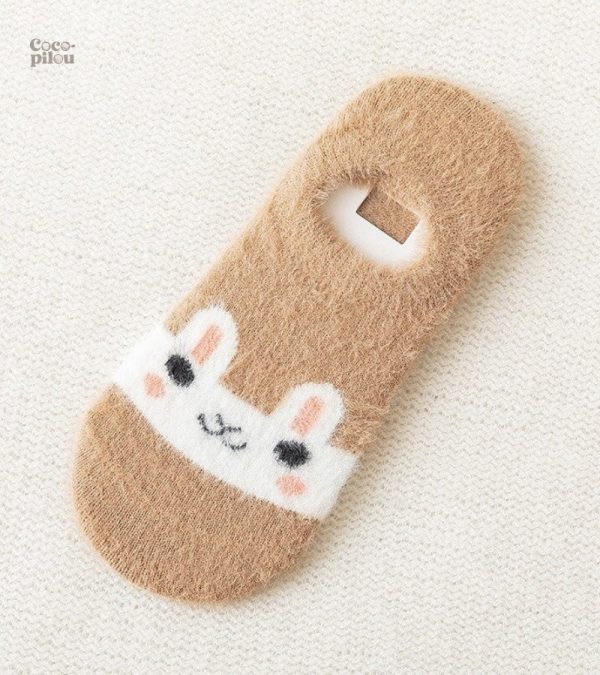 Chaussettes douces Pilou Pilou avec design lapin en beige