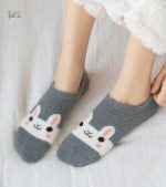Chaussette Pilou Pilou femme, motif lapin gris