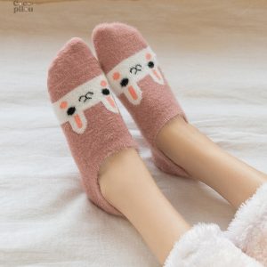 Chaussette rose Pilou Pilou avec motif lapin pour femme