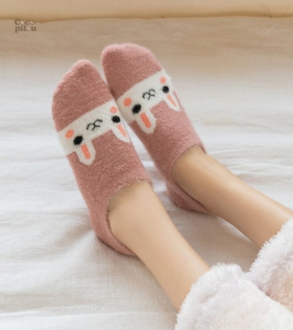 Chaussette rose Pilou Pilou avec motif lapin pour femme