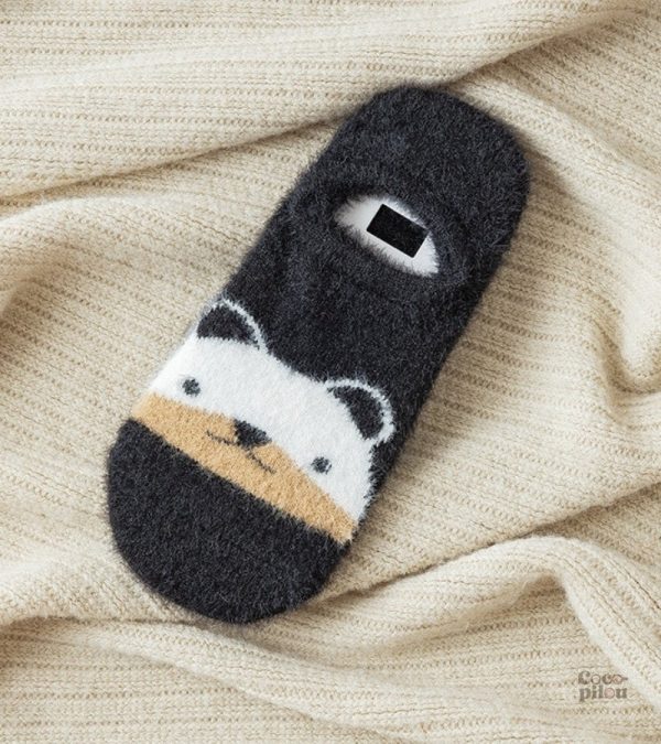 chaussette-pilou-pilou-panda-noir-1 Chaussettes Pilou Pilou noir avec motif panda pour femmes