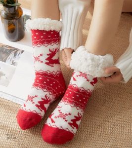 Chaussettes Pilou Pilou avec motif de Noël, confort antidérapant