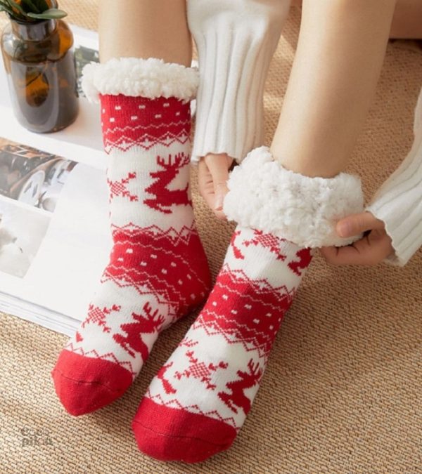 Chaussettes Pilou Pilou avec motif de Noël, confort antidérapant