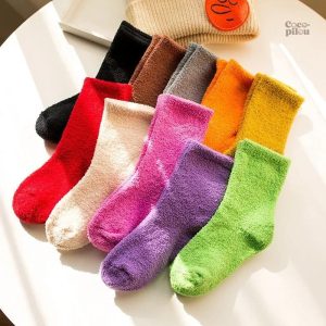 Chaussettes douces crème pour enfants, style Pilou Pilou