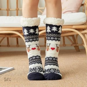 Chaussettes Pilou Pilou Noël bleu marine pour femme