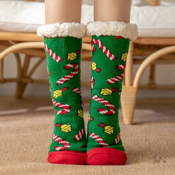chaussettes-pilou-pilou-noel-vertes-1 Chaussettes Pilou Pilou vertes pour Noël Femme