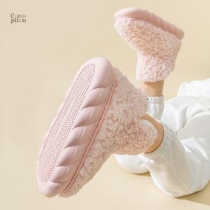 Chausson doux en peluche pour femmes, style Pilou Pilou