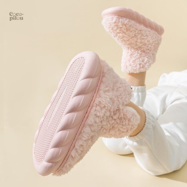 Chausson doux en peluche pour femmes, style Pilou Pilou