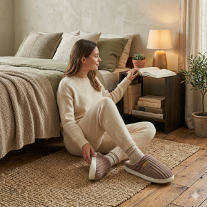 Chaussons doux pour femmes, style Pilou Pilou, chaleur optimale
