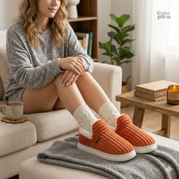 Chaussons confortables en pilou pilou pour un hiver chaleureux
