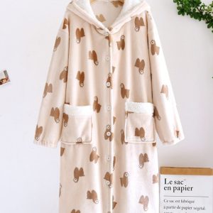 Chemise de nuit polaire chaude pour femme