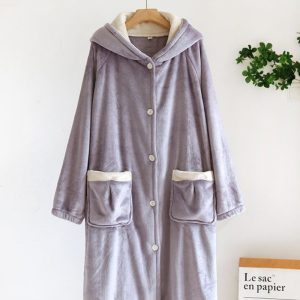 Chemise de nuit molletonnée pour femme, style Pilou Pilou
