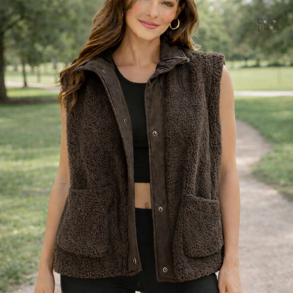 Gilet polaire sans manches pour femme, style pilou pilou
