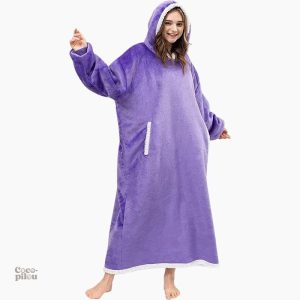 Grand pull plaid violet en peluche douce