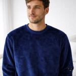 Pyjama Pilou homme en tissu doux bleu marine