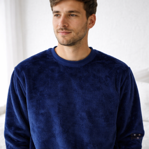 Pyjama Pilou homme en tissu doux bleu marine