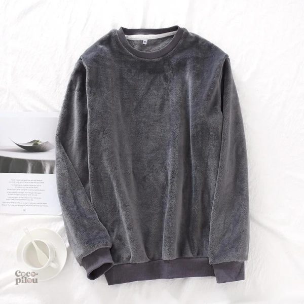 Haut de pyjama gris pour homme, style Pilou