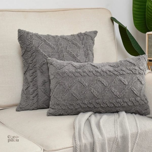 Housse de coussin grise Pilou Pilou