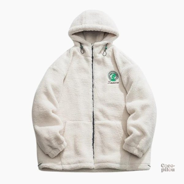 Manteau blanc en moumoute confortable et tendance