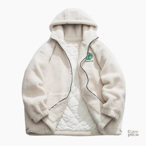 Manteau moumoute blanc, parfait pour l'hiver et les sorties