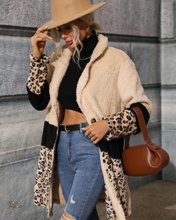 Manteau peluche beige élégant et confortable