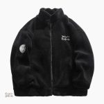 Manteau peluche noir pour femme, style pilou pilou
