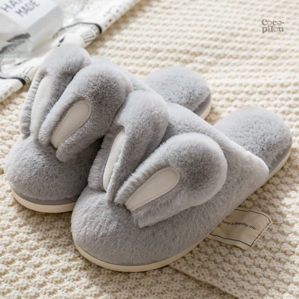 Chaussons confortables en forme de lapin pour femme