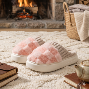 Pantoufles peluche confortables pour femme