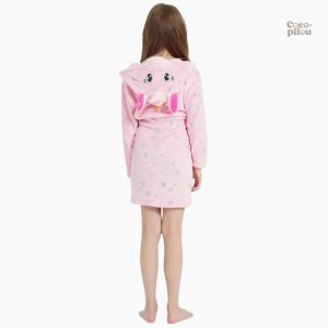 Peignoir ado fille Pilou Pilou, thème licorne coloré
