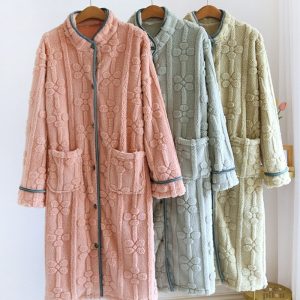 Peignoir en éponge pour femme, style Pilou Pilou chaleureux