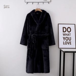 Peignoir noir pour homme, style Pilou Pilou