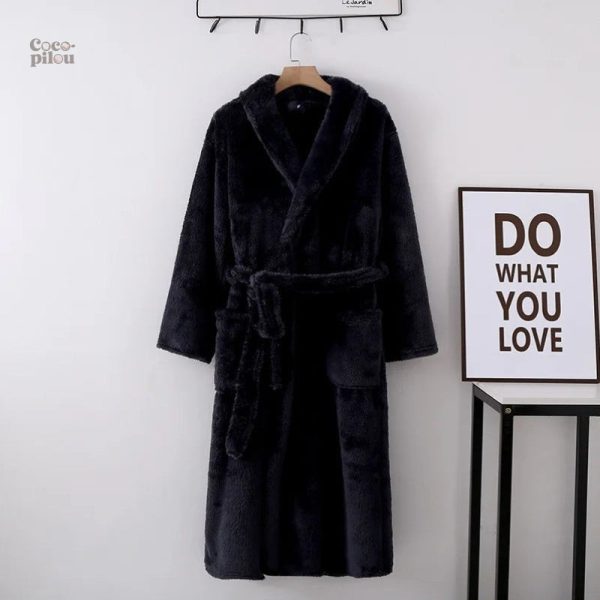 Peignoir noir pour homme, style Pilou Pilou