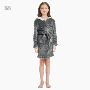 Peignoir fille polaire à motif husky pour moments cocooning