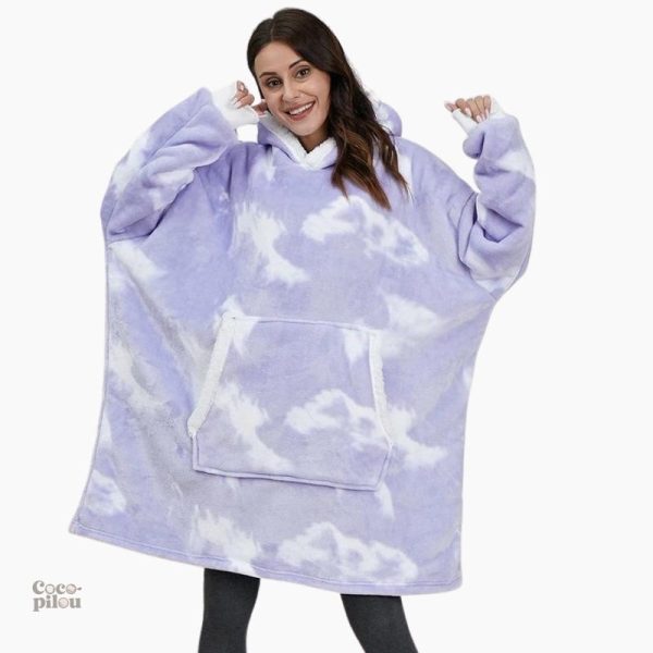 Plaid moelleux avec manches, style cosy en mauve