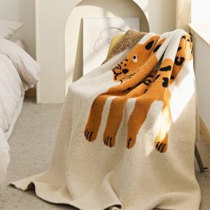 Couverture beige en tissu Pilou Pilou, douce et chaleureuse