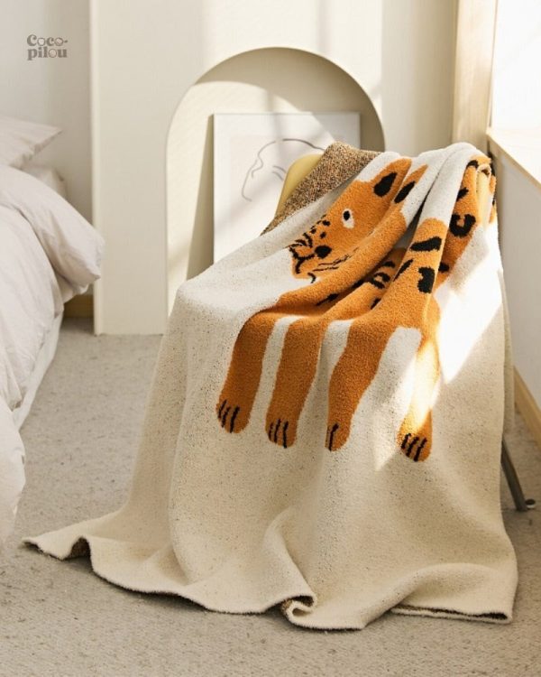 Couverture beige en tissu Pilou Pilou, douce et chaleureuse