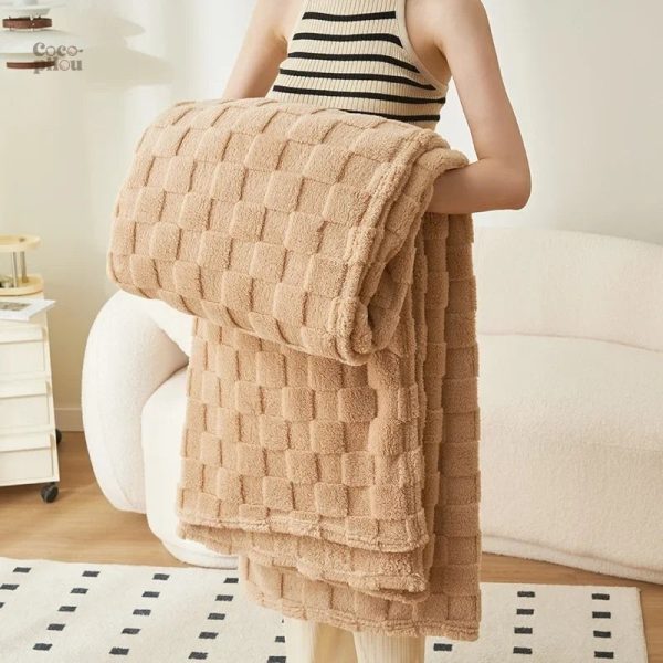 Plaid Pilou Pilou marron à carreaux doux et confortable