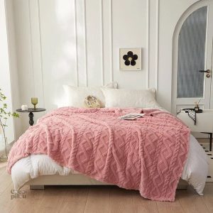 Plaid Pilou Pilou rose torsadé doux et confortable