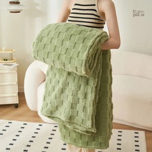 Plaid Pilou Pilou vert à carreaux doux et confortable