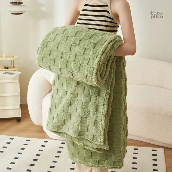 Plaid Pilou Pilou vert à carreaux doux et confortable