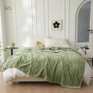 Plaid Pilou Pilou vert torsadé