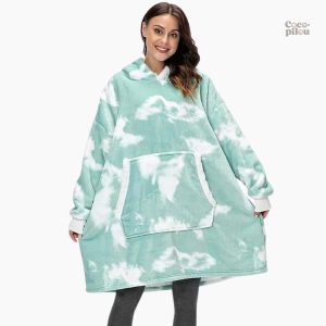Plaid vert confortable avec manches pratiques