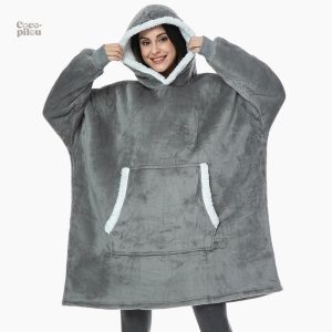 Poncho plaid gris ultra doux pour un confort agréable