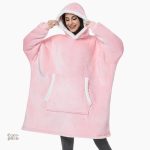 Poncho plaid rose moelleux pour une chaleur confortable